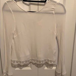 H&M white lace shirt.  open back.  size 2